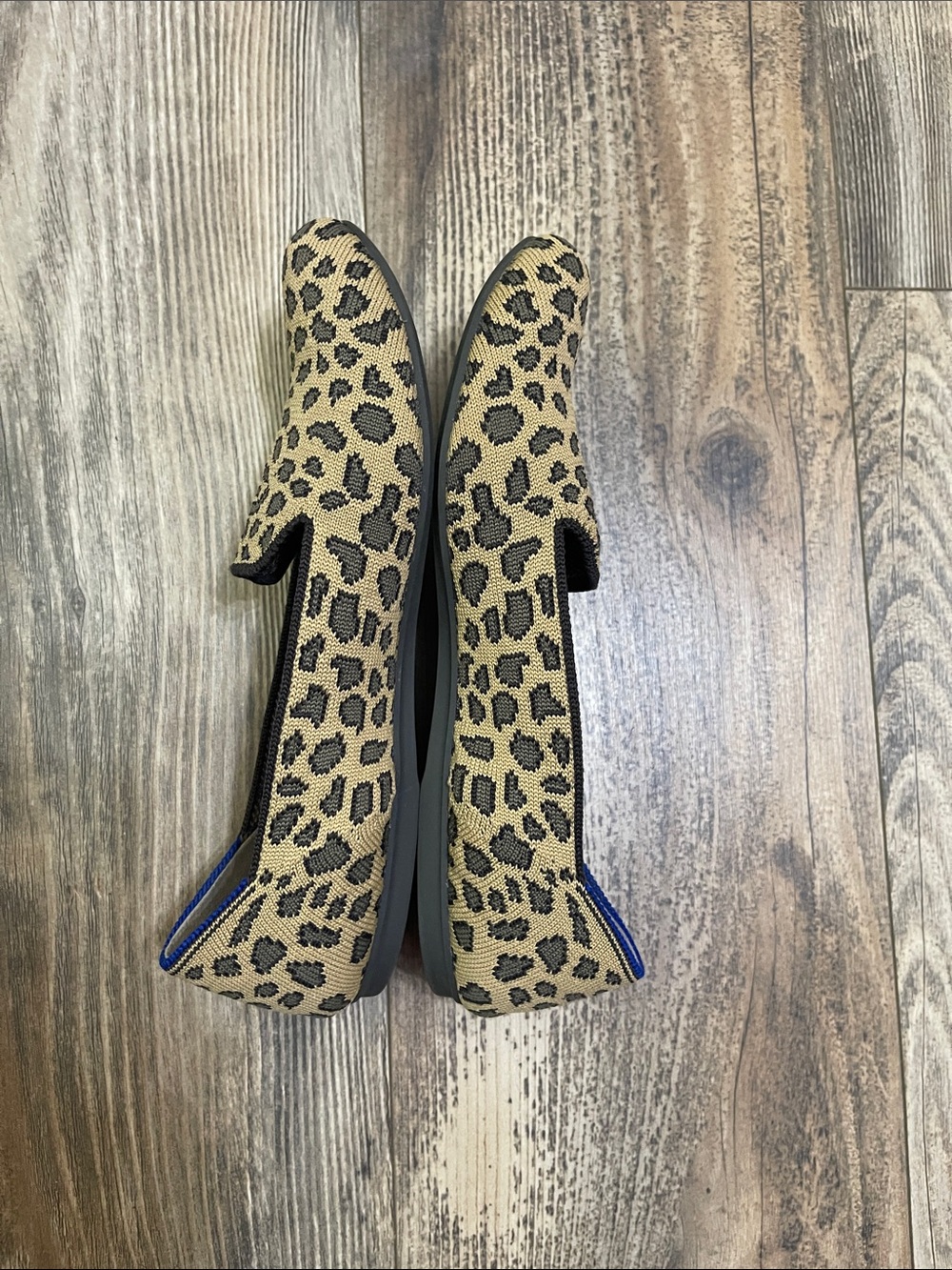 Rothy's Leopard-Print Slip-On Flats with Blue Trim - Picture 5 of 8